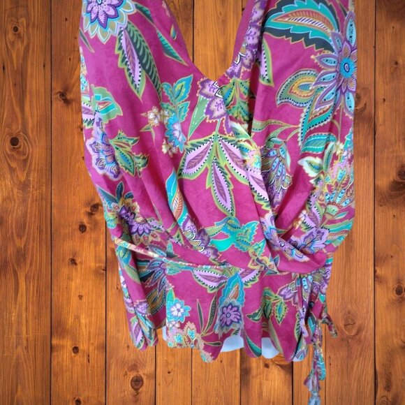 Johnny Was Women's Small 2 Piece Pink Flamingo Tankini/Bikini Set Swim Colorful - Picture 6 of 14